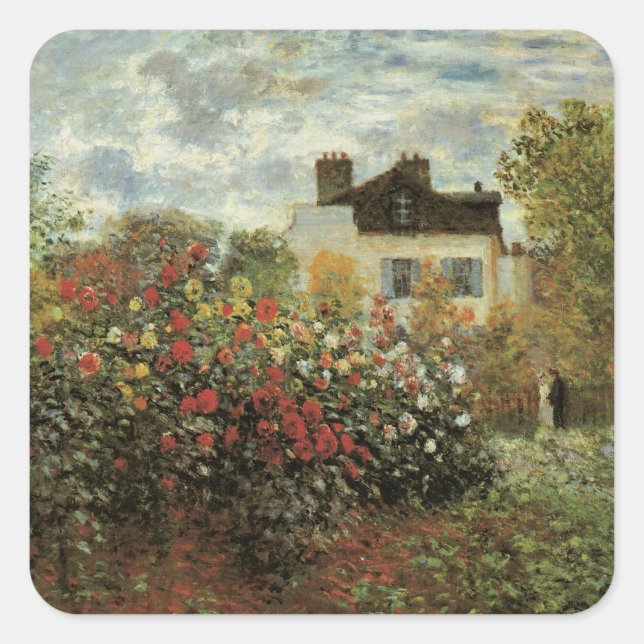 Monet's Garden at Argenteuil by Claude Monet Square Sticker (Front)