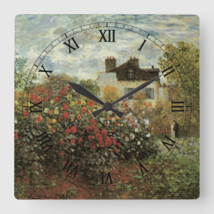 Monet's Garden at Argenteuil by Claude Monet Square Wall Clock
