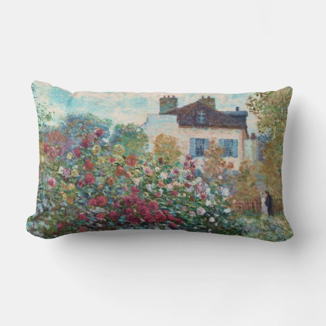 Monet's Garden at Argenteuil Fine Art Lumbar Pillow (Front)