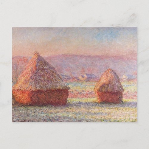 Monets Haystacks White Frost Sunrise Postcard