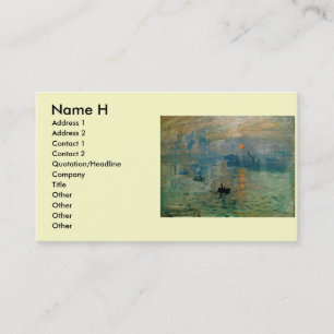 Monet's Impression Sunrise (soleil levant) - 1872 Business Card