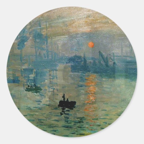 Monets Impression Sunrise soleil levant _ 1872 Classic Round Sticker