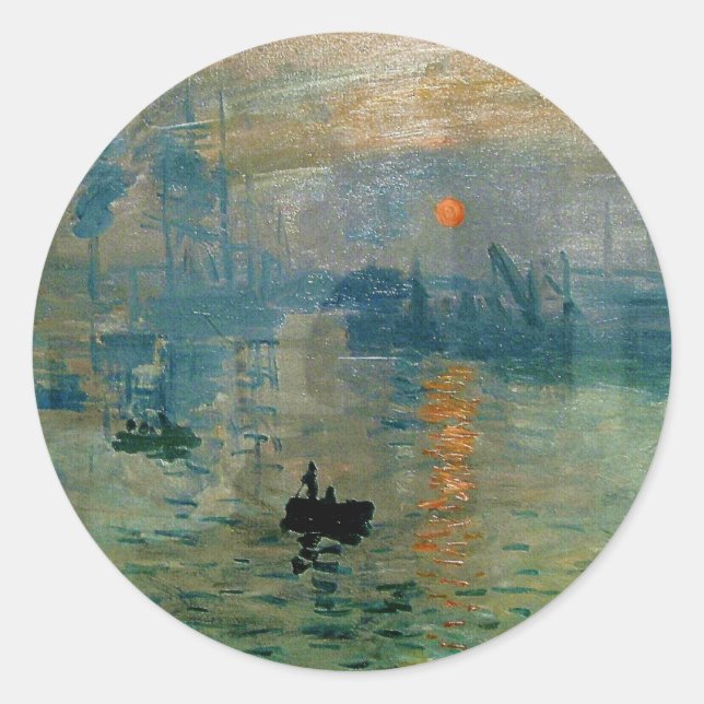 Monet's Impression Sunrise (soleil levant) - 1872 Classic Round Sticker (Front)