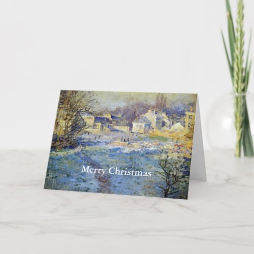 Monets painting White Frost Merry Christmas Holiday Card