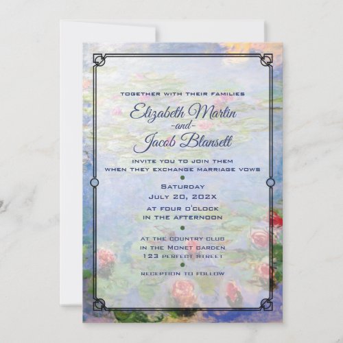 Monets Water Lilies Art Wedding Invitation