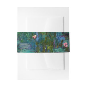 Monet's Water Lilies watercolor Floral Wedding Invitation Belly Band
