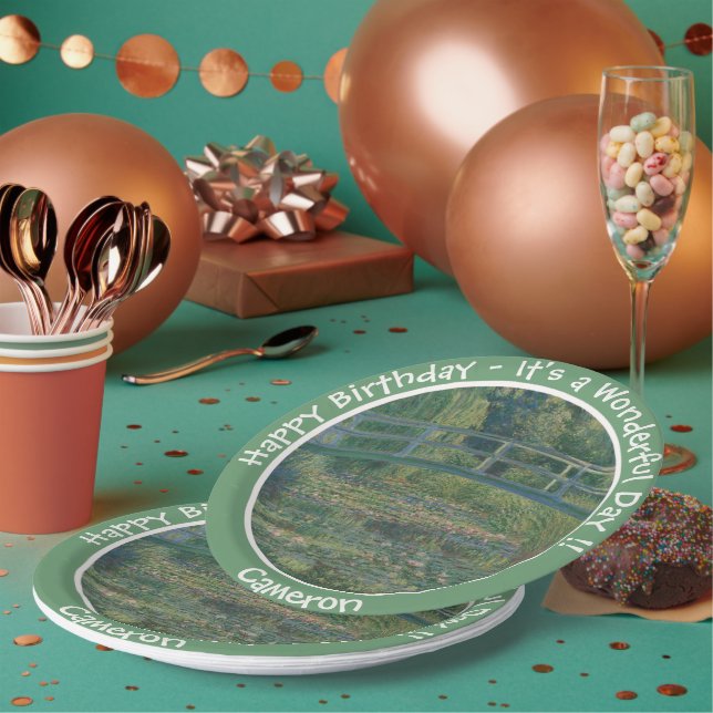 Monet's Water-Lily Pond and Footbridge Party Items Paper Plates (Multi)