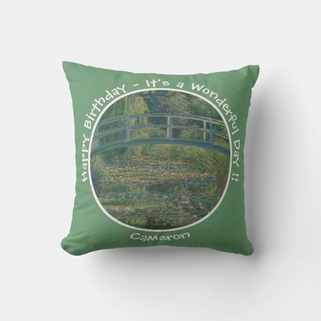 Monet's Water-Lily Pond and Footbridge Party Items Throw Pillow (Front)