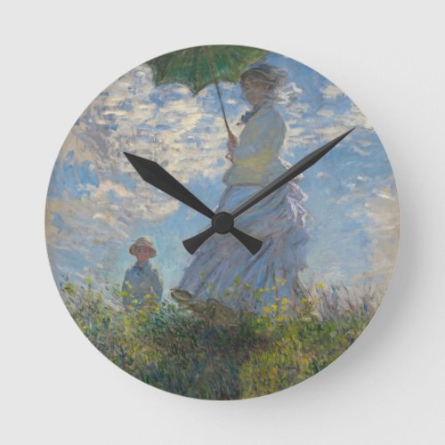 Monets Woman with a parasol Round Clock