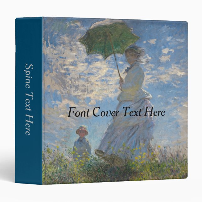 Monet's Woman with Parasol,Impressionist Landscape 3 Ring Binder (Front/Spine)