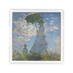 Monet's Woman with Parasol,Impressionist Landscape Acrylic Tray