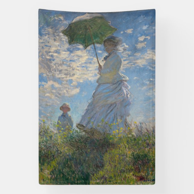 Monet's Woman with Parasol,Impressionist Landscape Banner (Vertical)