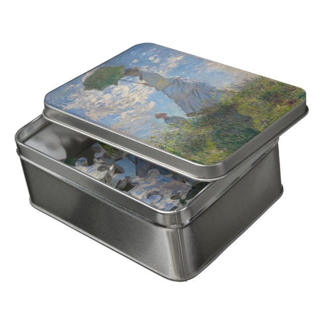 Monet's Woman with Parasol,Impressionist Landscape Jigsaw Puzzle (Lid Open)