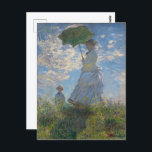Monet's Woman with Parasol,Impressionist Landscape Postcard<br><div class="desc">Claude Monet's Woman with a Parasol was painted in 1875 and is one of his iconic impressionist masterpieces. The painting depicts Madame Monet and her son, captured in a windy outdoor setting. The woman is holding a parasol, and the child stands beside her. The scene is set against a vibrant...</div>