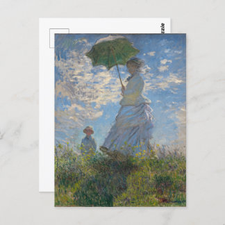 Monet's Woman with Parasol,Impressionist Landscape Postcard
