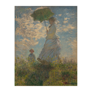 Monet's Woman with Parasol,Impressionist Landscape Wood Wall Art