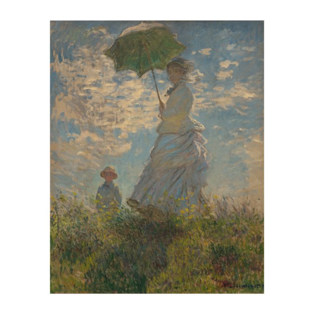 Monet's Woman with Parasol,Impressionist Landscape Wood Wall Art (Front)