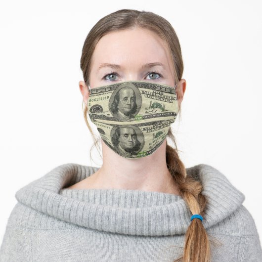 Money - 100 dollar Bills Cloth Face Mask (Worn)