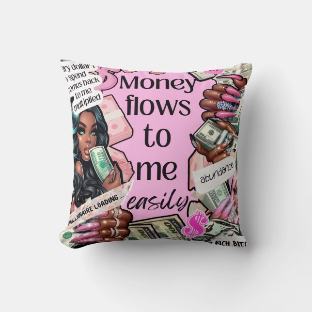 Money Affirmation Throw Pilliow Throw Pillow (Front)