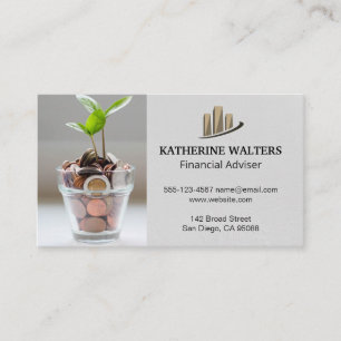 Money Bag Change Plant Bar Chart Business Card