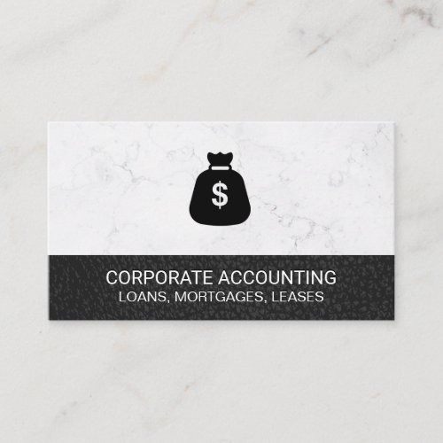 Money Bag  Marble  Leather Trim Business Card