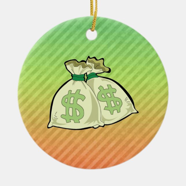 Money Bags design Ceramic Ornament (Front)