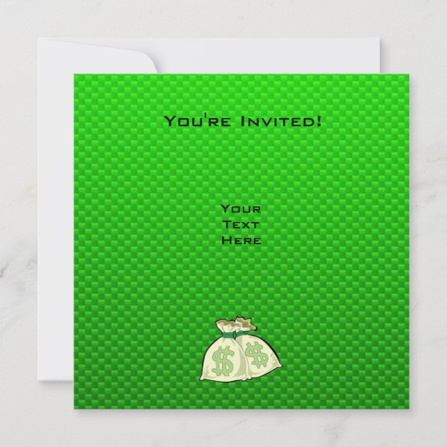 Money Bags; Green Invitation (Front)