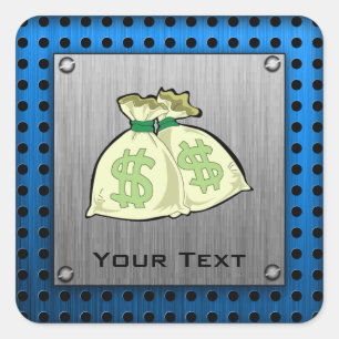 Money Bags; Metal-look Square Sticker