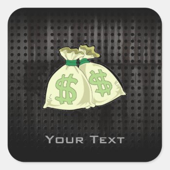 Money Bags; Rugged Square Sticker by z_mall at Zazzle