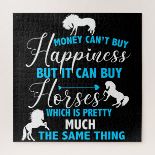Money Can Buy Horses Blue Jigsaw Puzzle