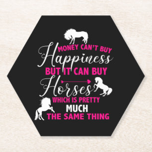 Money Can Buy Horses Hot Pink Paper Coaster