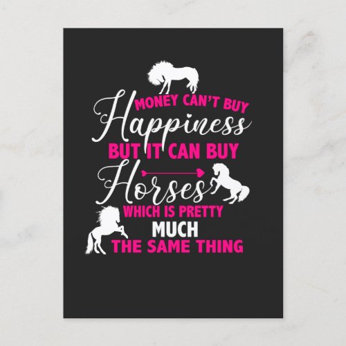 Money Can Buy Horses Hot Pink  Postcard