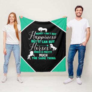 Money Can Buy Horses Mint Green Fleece Blanket