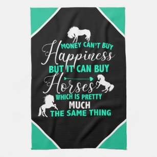 Money Can Buy Horses Mint Green    Kitchen Towel