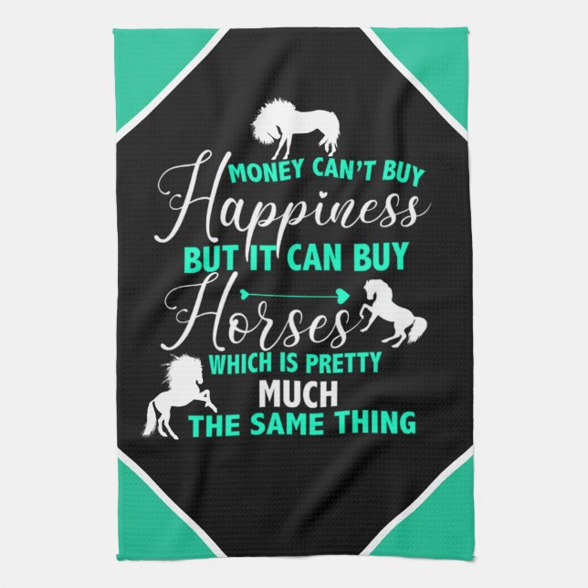 Money Can Buy Horses Mint Green    Kitchen Towel (Vertical)