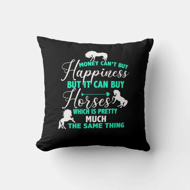 Money Can Buy Horses Mint Green     Throw Pillow (Front)