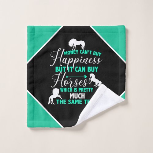 Money Can Buy Horses Mint Green    Wash Cloth