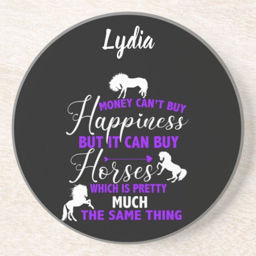 Money Can Buy Horses Purple Personalized  Coaster