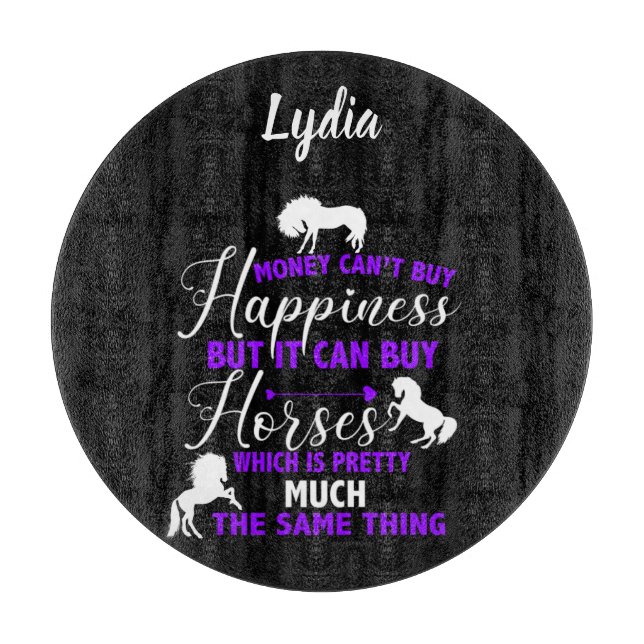 Money Can Buy Horses Purple Personalized   Cutting Board (Front)