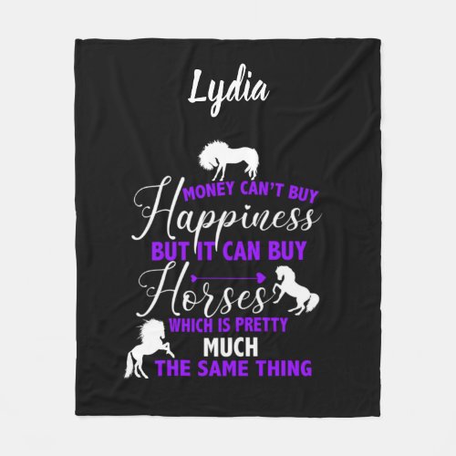 Money Can Buy Horses Purple Personalized    Fleece Blanket