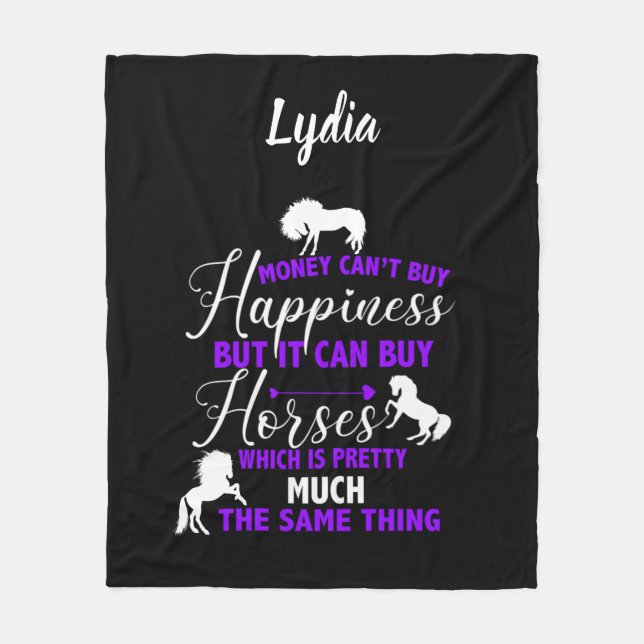 Money Can Buy Horses Purple Personalized    Fleece Blanket (Front)