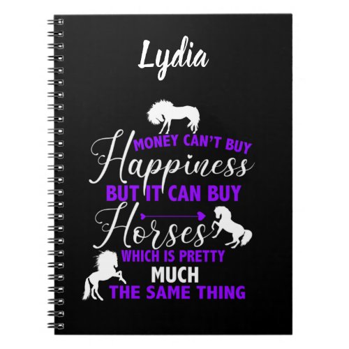 Money Can Buy Horses Purple Personalized    Notebook