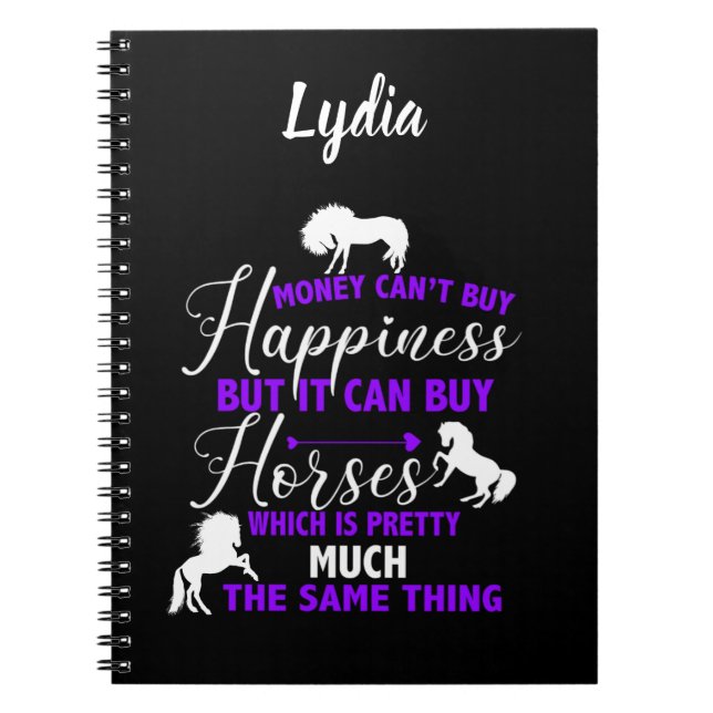 Money Can Buy Horses Purple Personalized    Notebook (Front)
