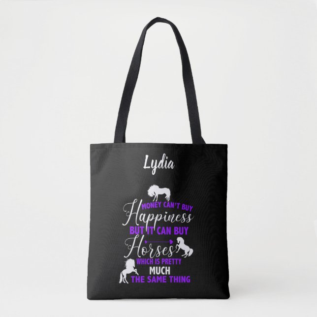 Money Can Buy Horses Purple Personalized   Tote Bag (Front)