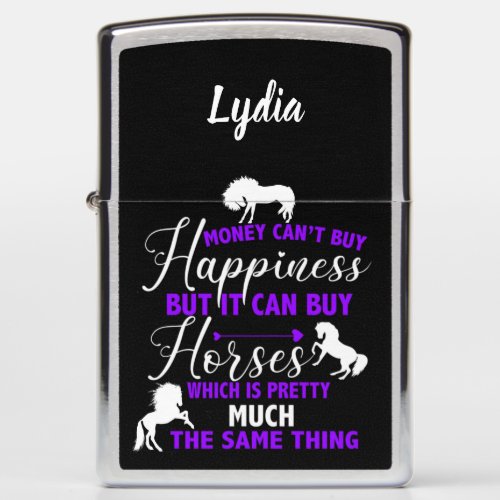 Money Can Buy Horses Purple Personalized  Zippo Lighter
