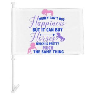 Money Can Buy Horses Purple Pink Car Flag