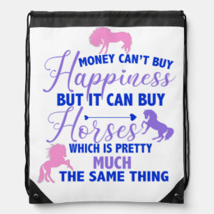Money Can Buy Horses Purple Pink   Drawstring Bag