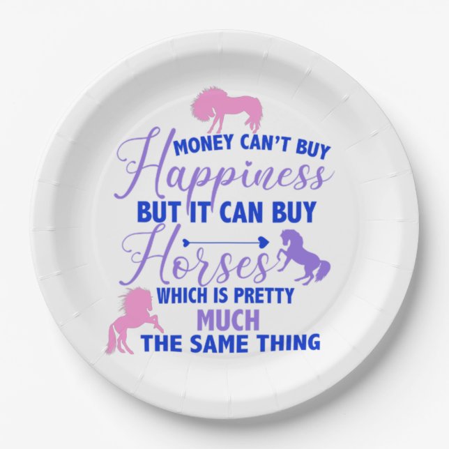 Money Can Buy Horses Purple Pink   Paper Plates (Front)