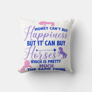 Money Can Buy Horses Purple Pink Throw Pillow