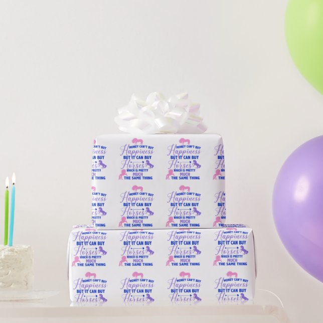 Money Can Buy Horses Purple Pink   Wrapping Paper (Party Gifts)